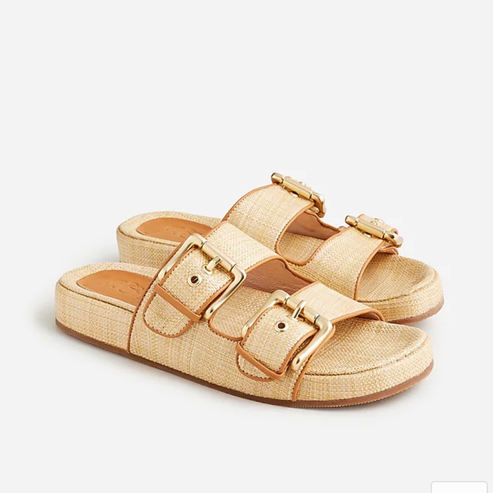 Jcrew raffia two strap sandals with buckles size 6